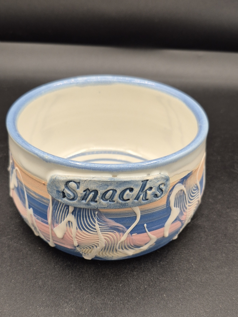 Pottery Snacks Bowl in Blue and Pink by Clay Horizons